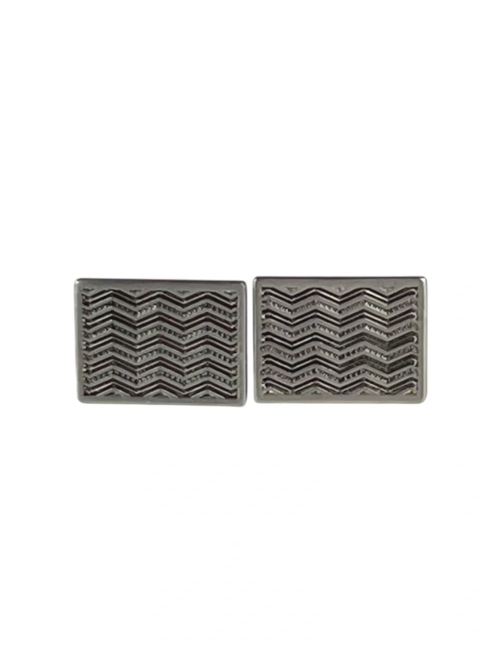 Men's Vintage Silver Rectangular Wave Pattern Cufflinks